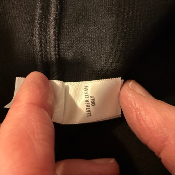 St. John Black Wool Blend Knit Dress with Cutout Leather Detail Size 12 - Picture 5 of 6